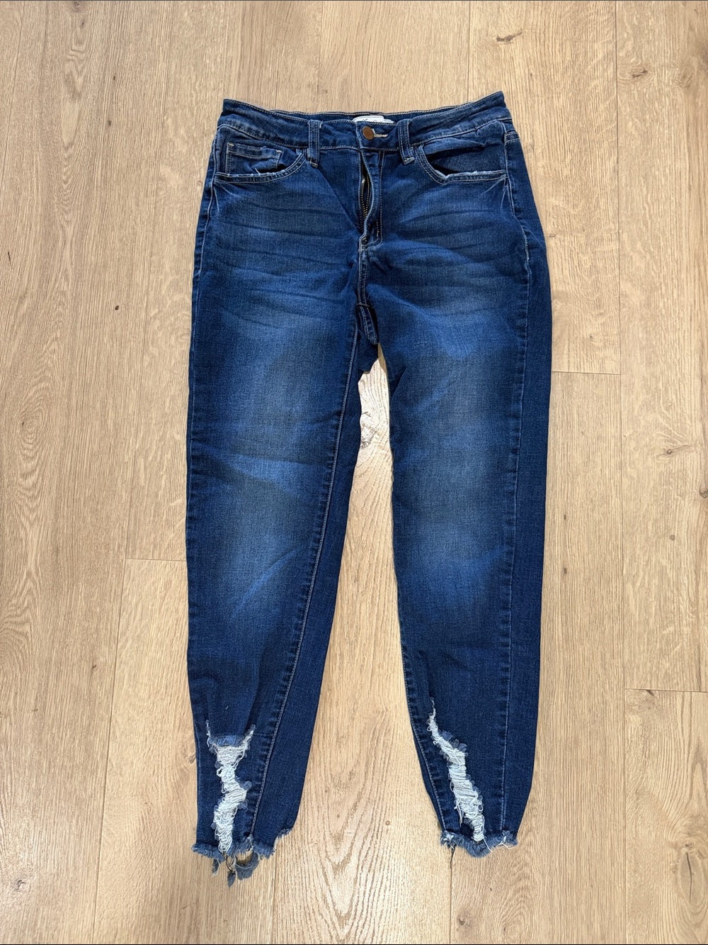KanCan Dark Blue Distressed Ankle Jeans